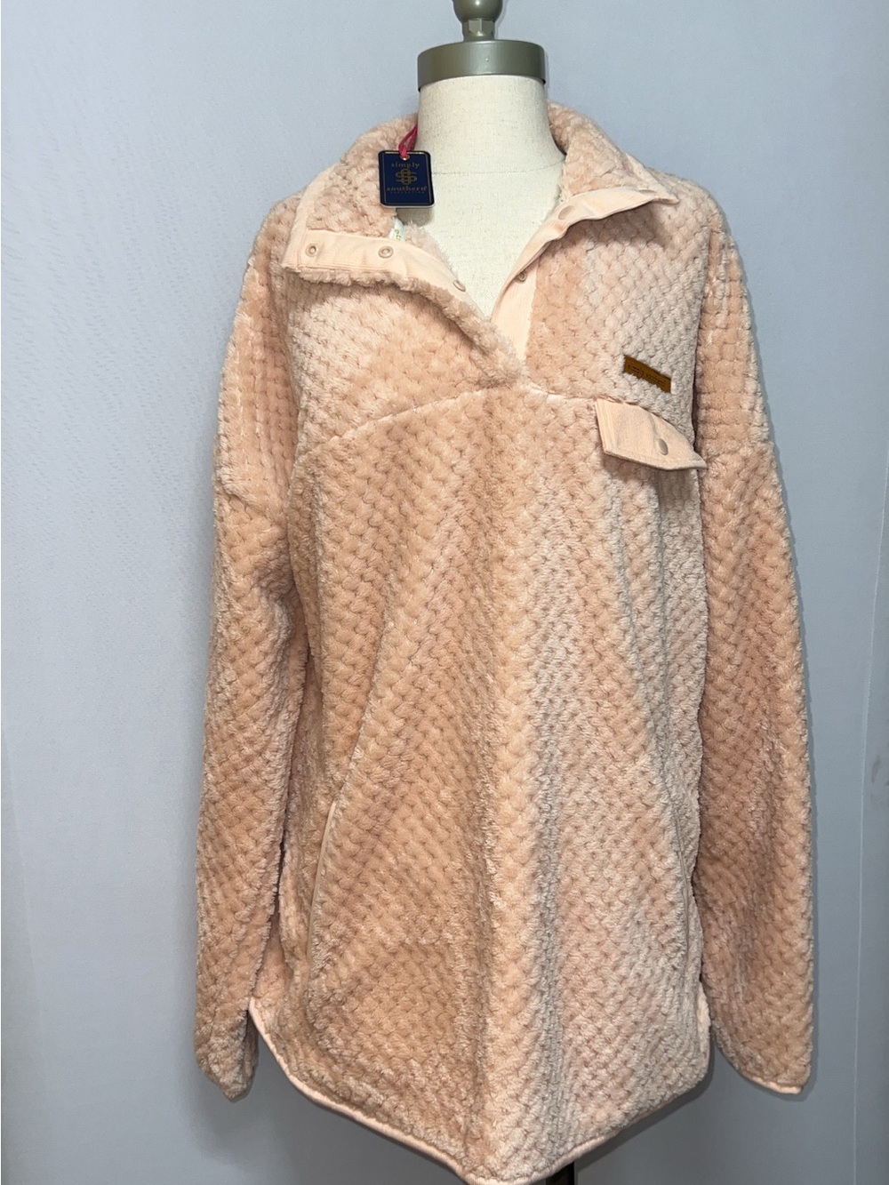 Simply Southern Peach Fuzzy Pullover Hoodie